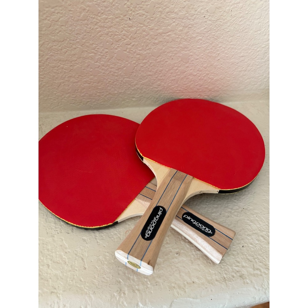 Ping Pong The Original set of 2 Red and Black paddles Wood Handles Rubber Sheet